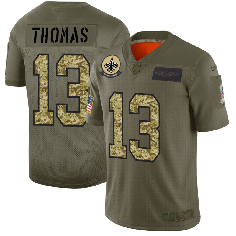 Men's New Orleans Saints #13 Michael Thomas 2019 Olive/Camo Salute To Service Limited Stitched NFL Jersey